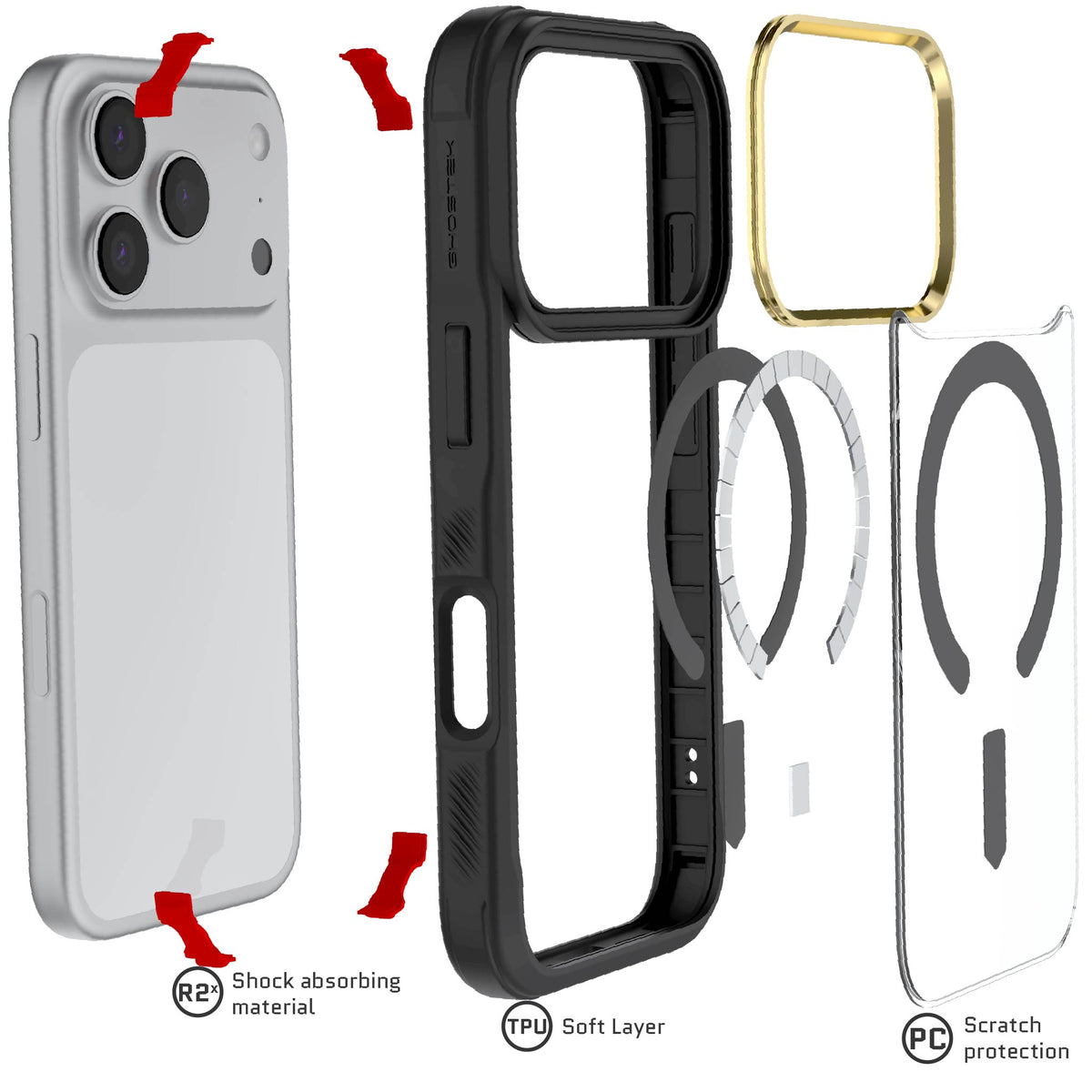 iPhone 18 Pro Case Black Clear MagSafe Protective Phone Cover Shockproof Magnetic Mag Safe Slim Thin