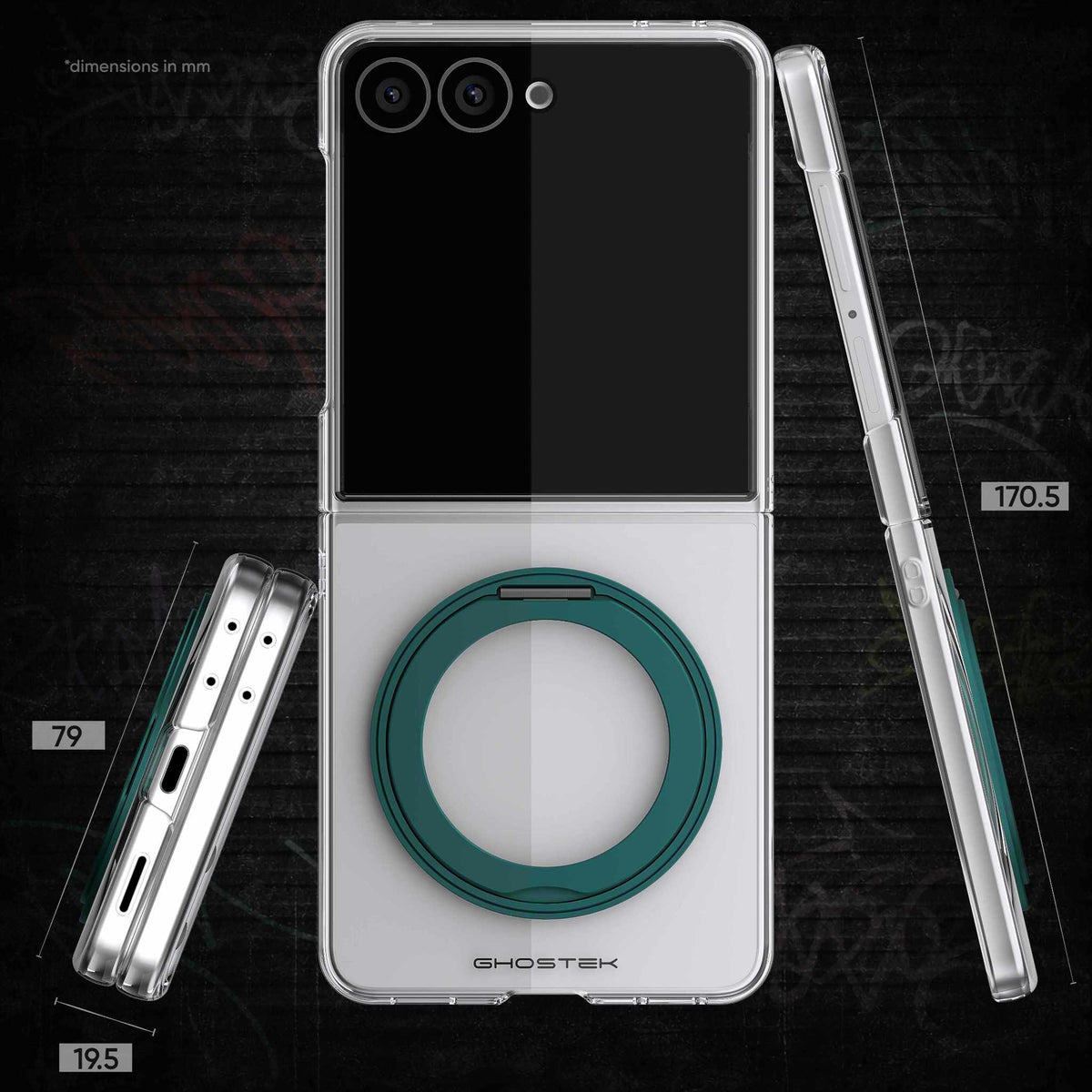 Samsung Flip 8 Case Clear Teal MagSafe