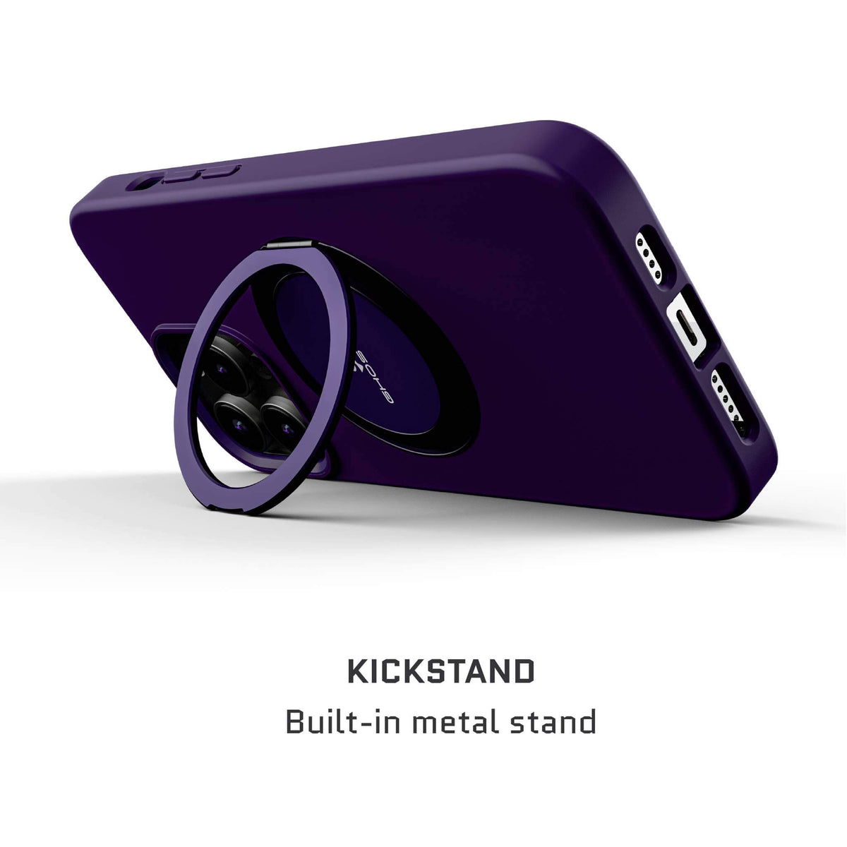Magnetic iPhone 15 Pro Max MagSafe Ring Kickstand Case Purple