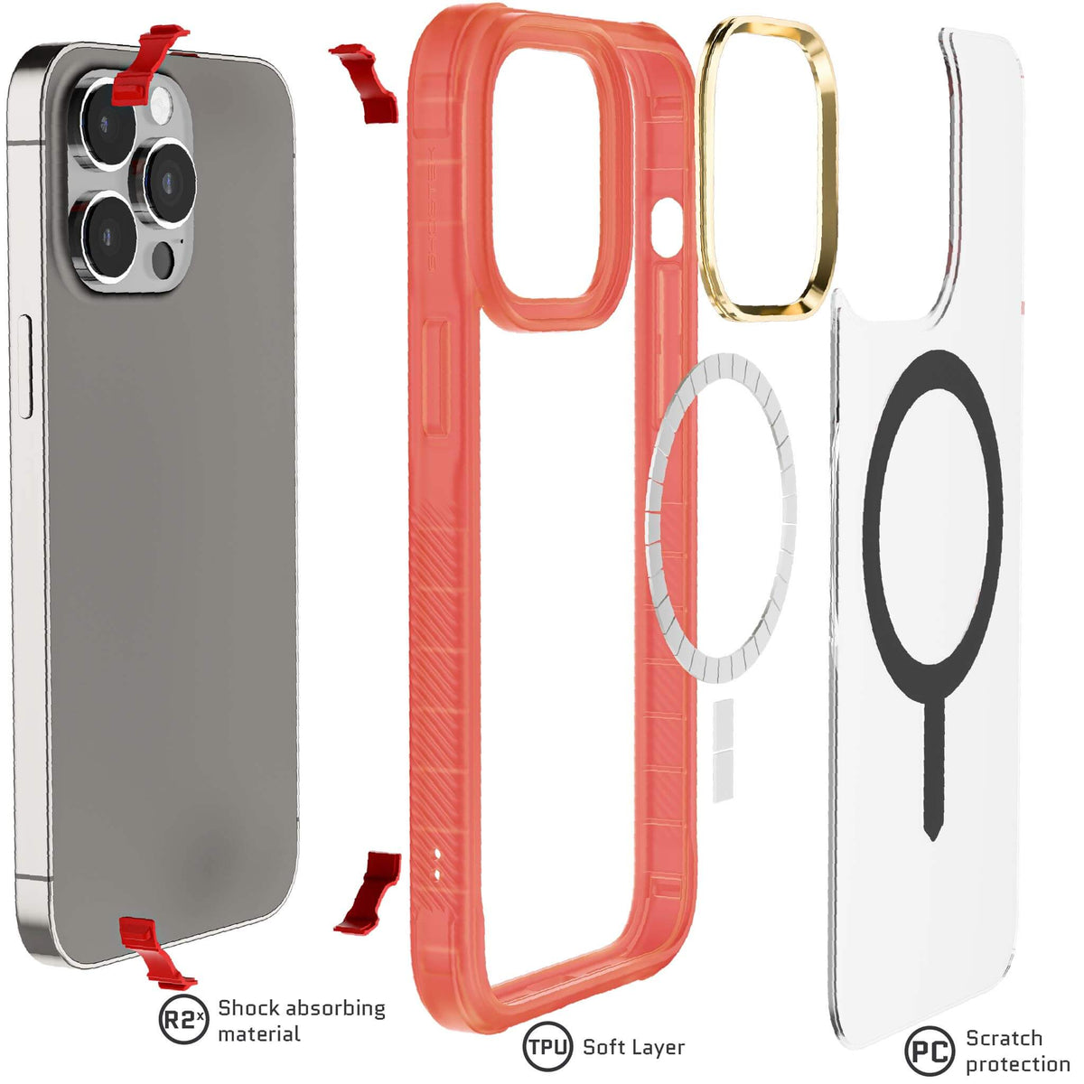 Pink iPhone 15 Pro Case Clear MagSafe