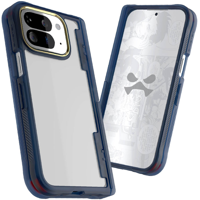 Google Pixel 10 Pro Fold Case Blue Clear Protective Phone Cover Kickstand Hinge Protection Shockproof Slim