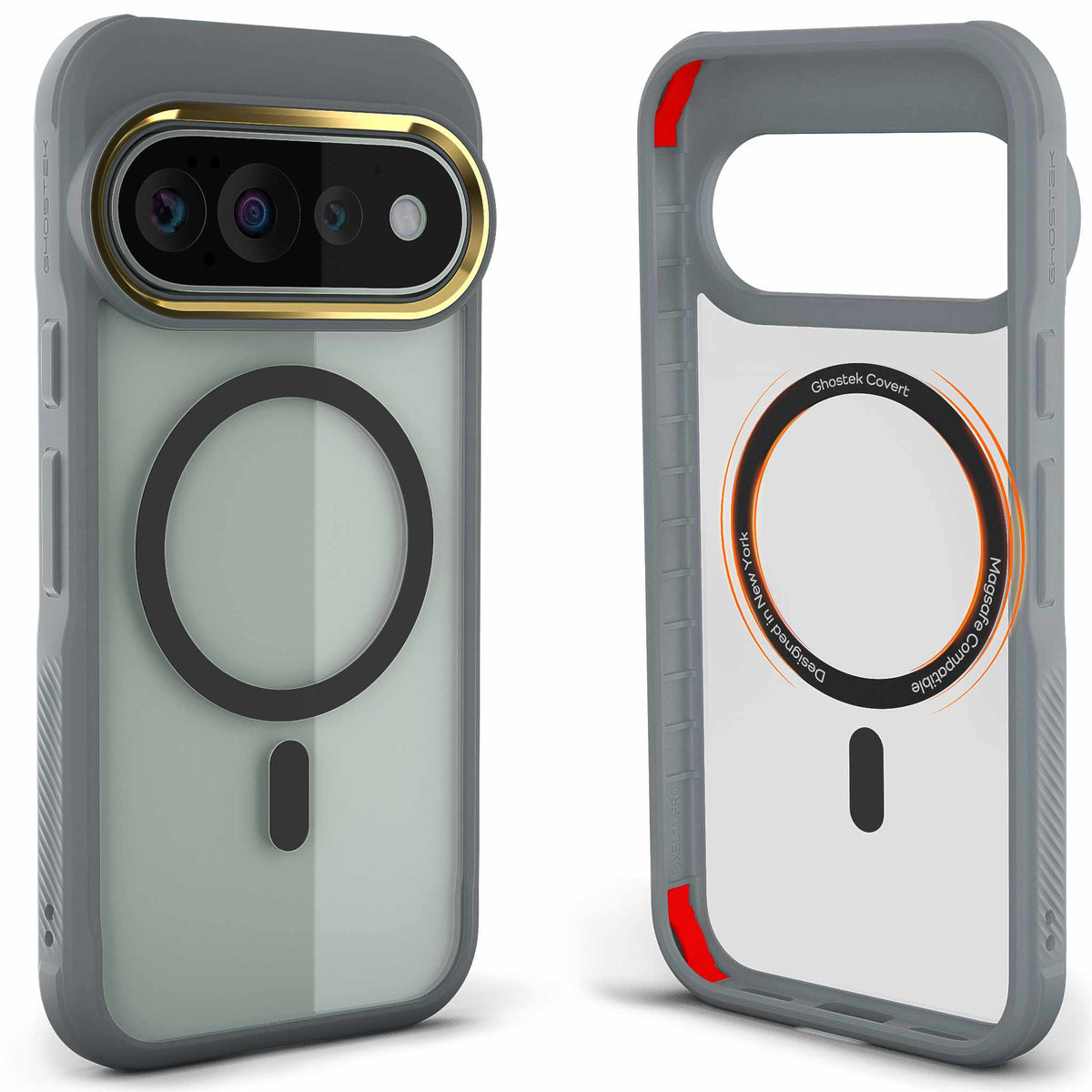 Pixel 11 Pro Case Clear Gray MagSafe Magnetic Ring Protective Cover