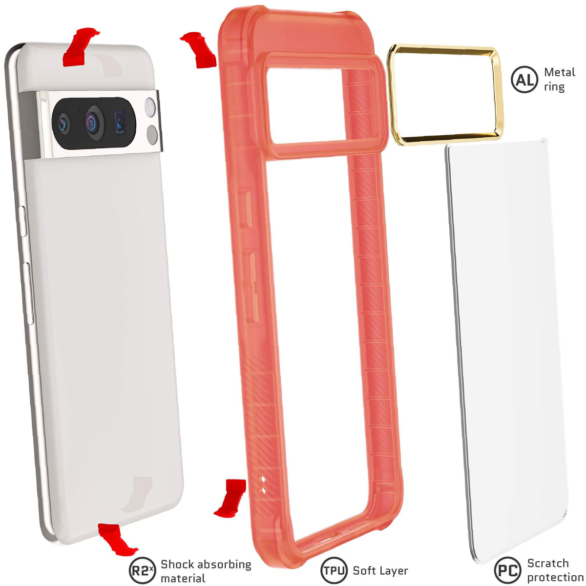 Pink Google Pixel 8 Pro Clear Case