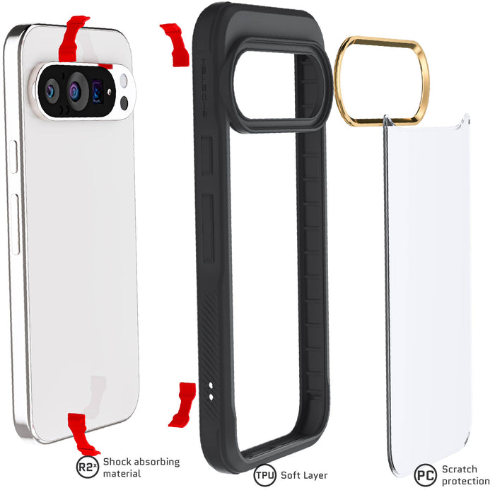 Pixel 9 Pro Protective Phone Case Clear Black