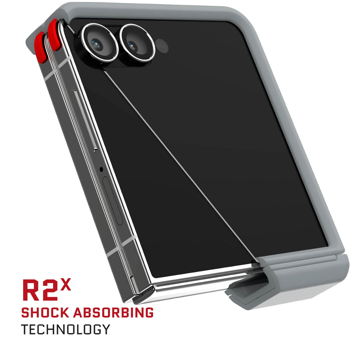 Samsung Galaxy Flip 7 Case Gray Protective Phone Cover Magnetic MagSafe Kickstand