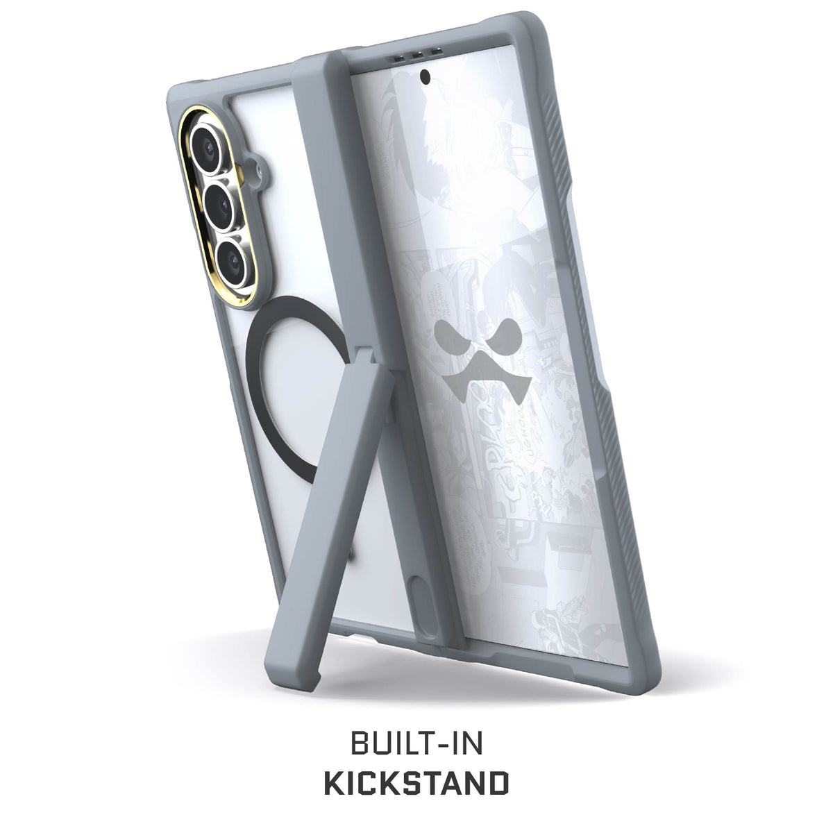 Galaxy Z Fold 7 Case Gray MagSafe Kickstand Magnetic