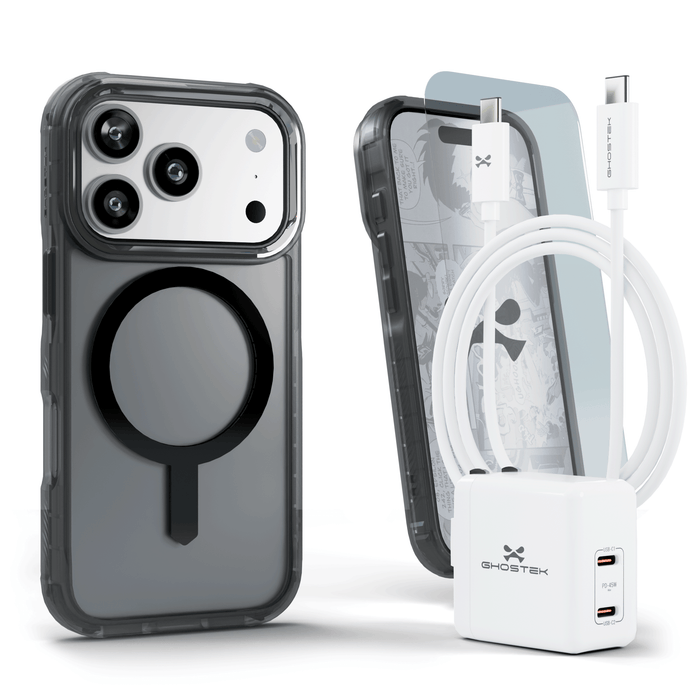 iPhone 17 Pro Case Charger Cable Screen Protector Bundle Smoke Matte