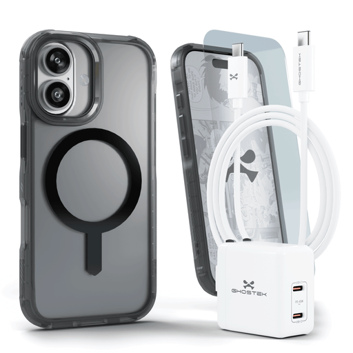 iPhone 17 Case Charger Cable Screen Protector Bundle Smoke Matte