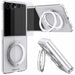 Samsung Galaxy Z Flip 8 Case Clear Silver MagSafe Magnetic Kickstand Protective Phone Case