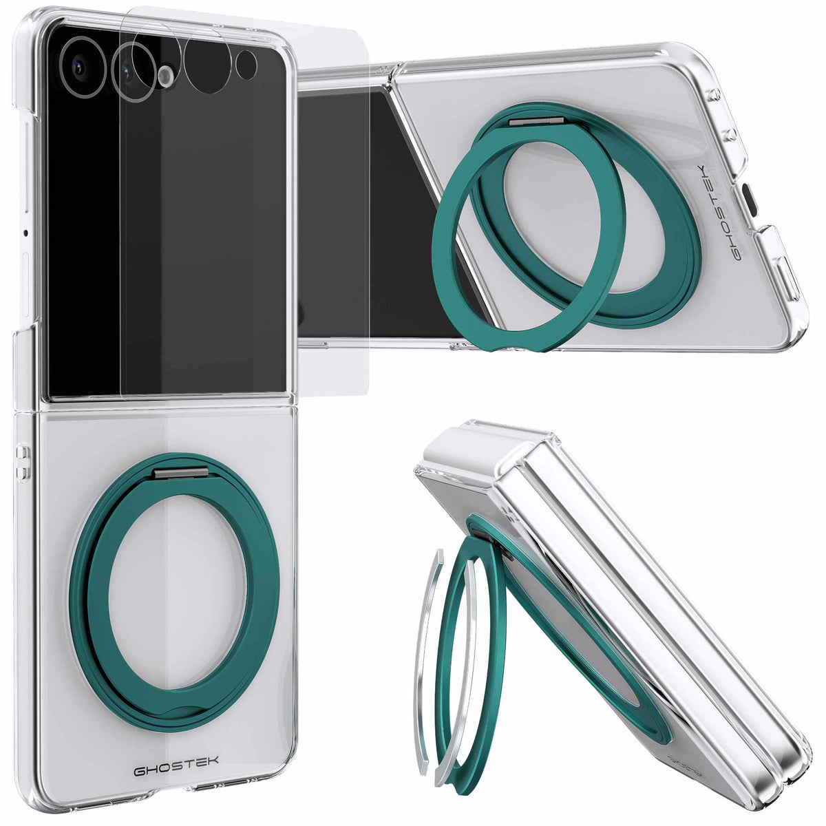 Samsung Galaxy Z Flip 8 Case Clear Teal MagSafe Magnetic Kickstand
