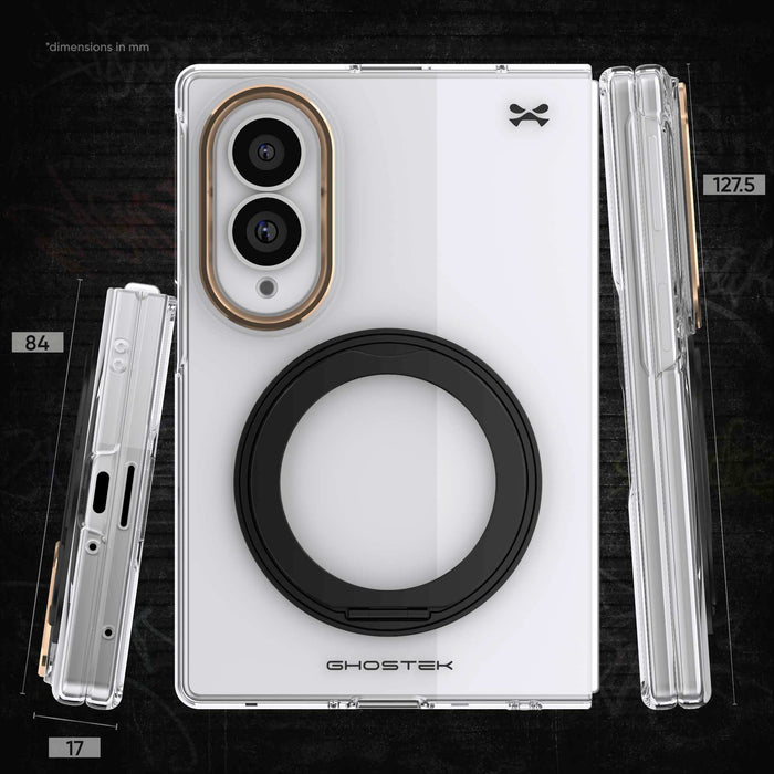 Samsung Galaxy Fold 8 Case Clear Gold MagSafe Kickstand Magnetic