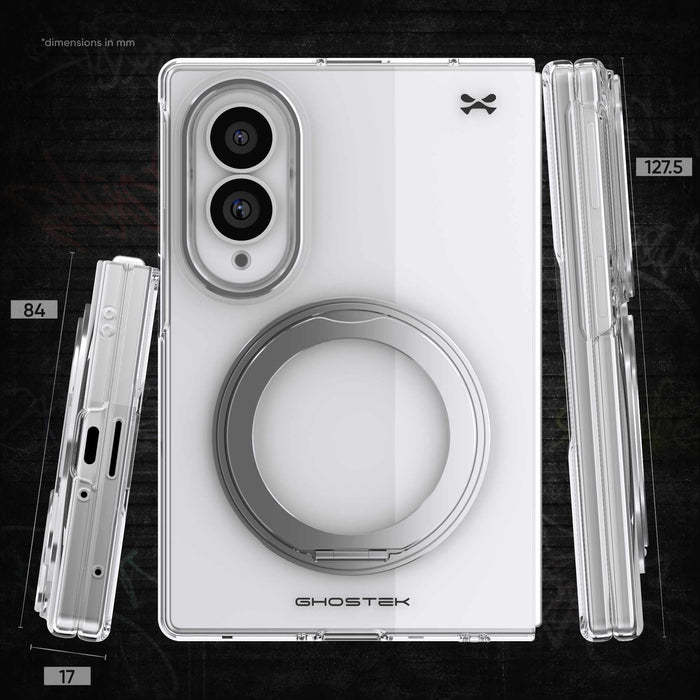 Galaxy Fold 8 Case Clear Silver MagSafe Kickstand Magnetic