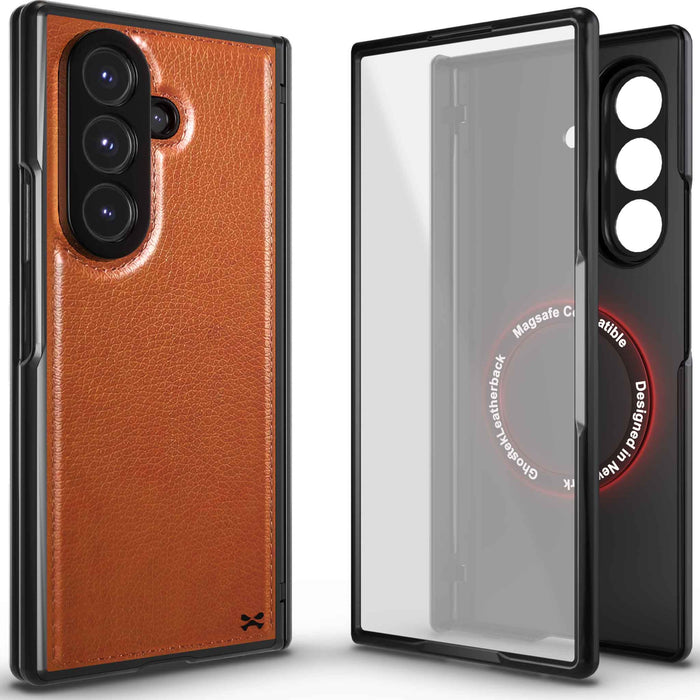 Samsung Galaxy Z Fold 7 Leather Case Brown with MagSafe