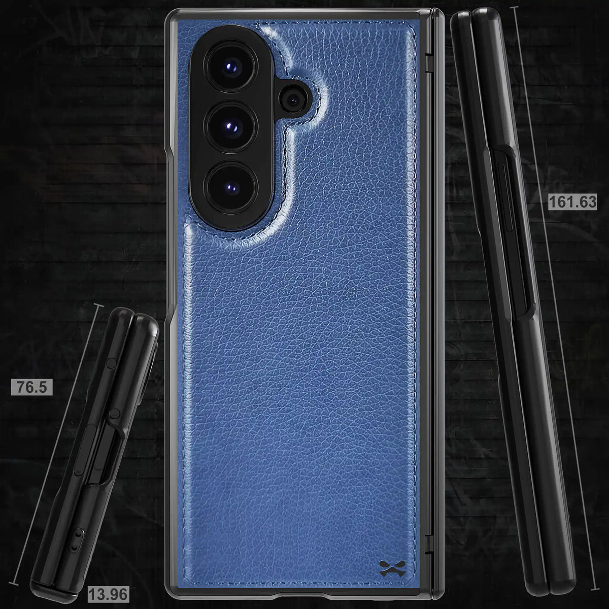Leather Galaxy Z Fold 7 Case Blue with MagSafe