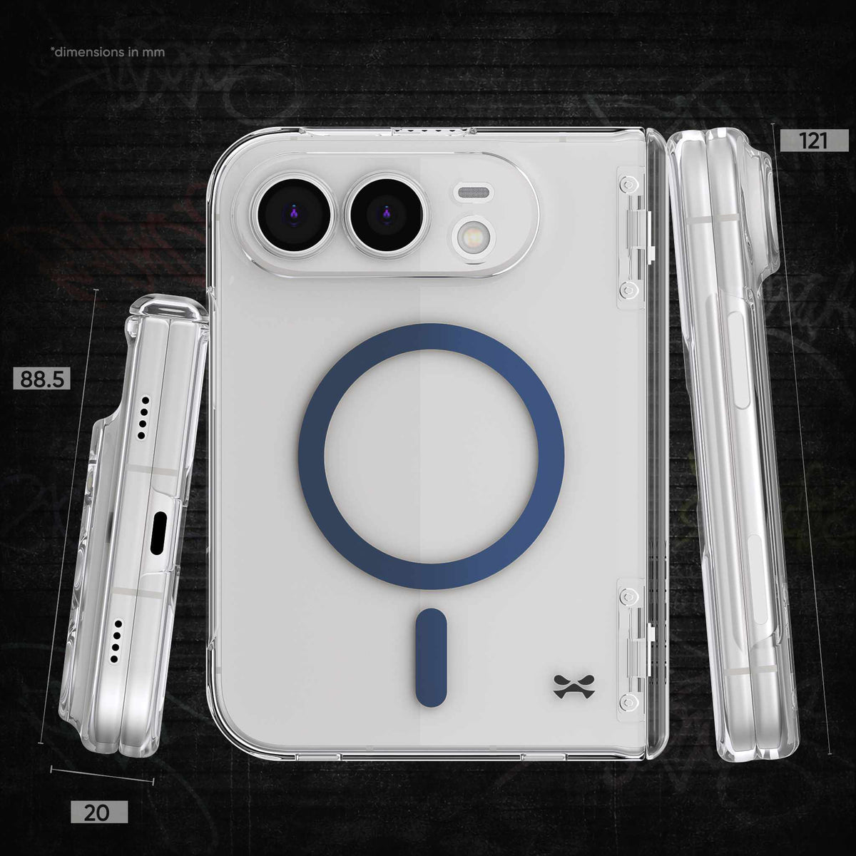 iPhone Duo Clear Case Blue MagSafe Screen Protector Hinge Cover