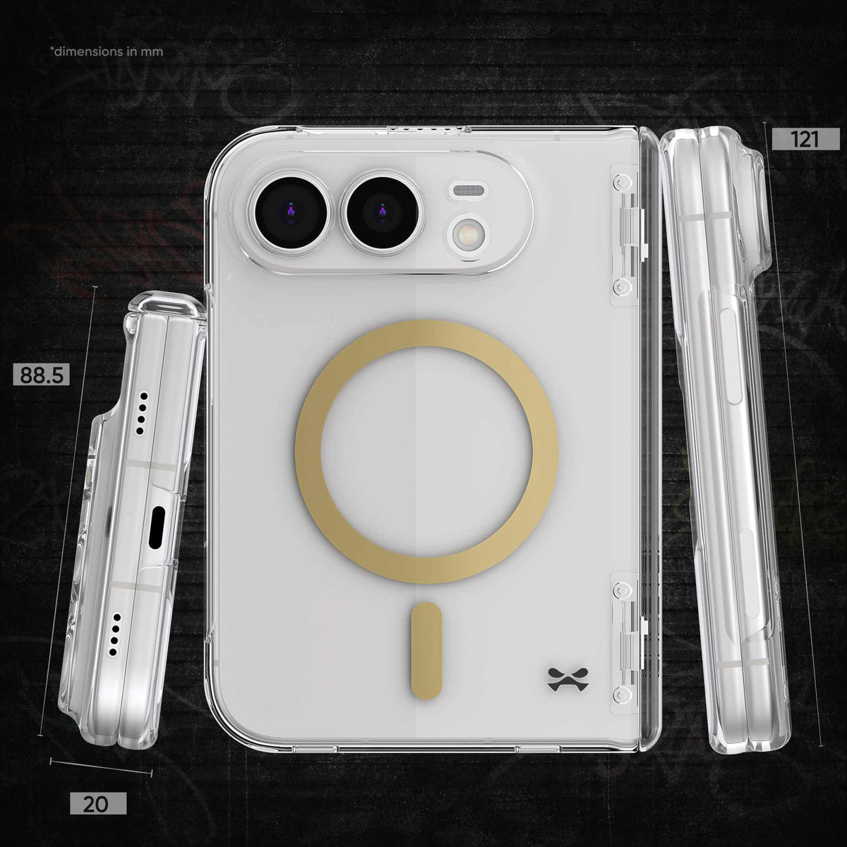 iPhone Duo Clear Case Gold MagSafe Screen Protector Hinge Cover