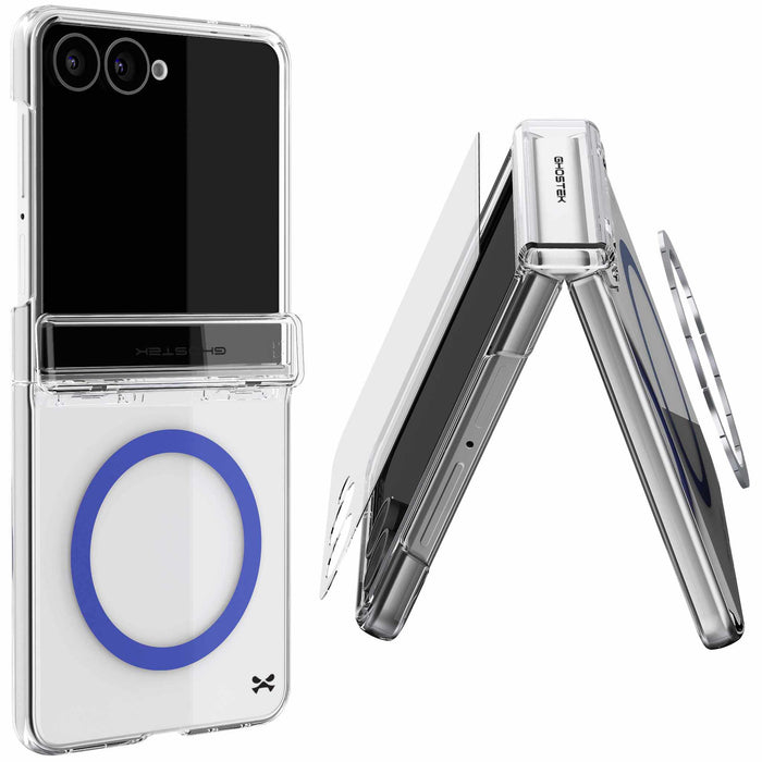 Samsung Galaxy Flip 8 Case Clear Blue MagSafe Hinge Cover