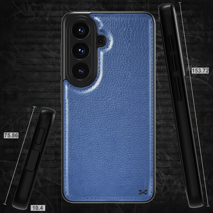 Samsung S26 Leather Case Blue with MagSafe Magnetic 