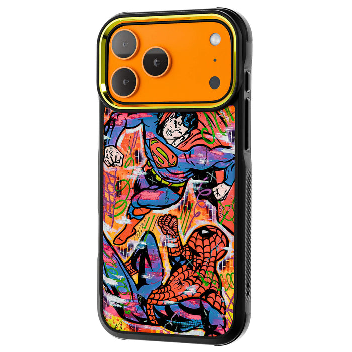iPhone 17 Pro Max Case Spiderman vs Superman Spraypaint Collab Artwork Phone Cover MagSafe Doped Out M Artist