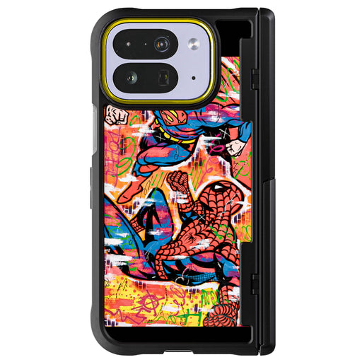 Pixel 10 Pro Fold Spiderman vs Superman Spraypaint Artist Artwork Protective Phone Case