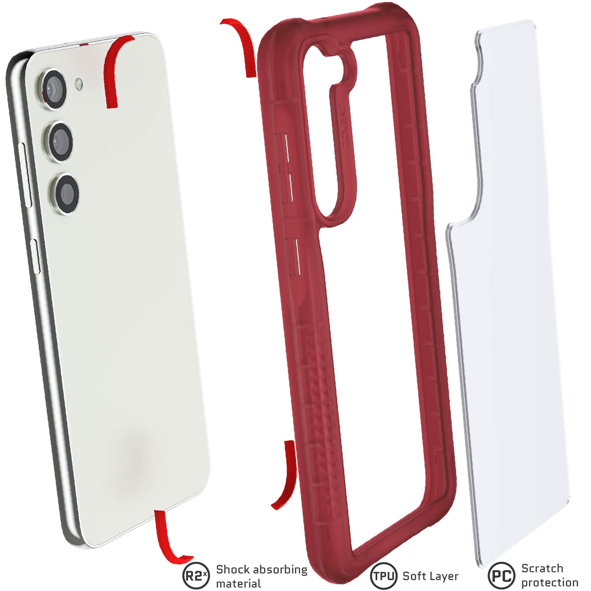 Samsung Galaxy S23 Plus Red Case Clear