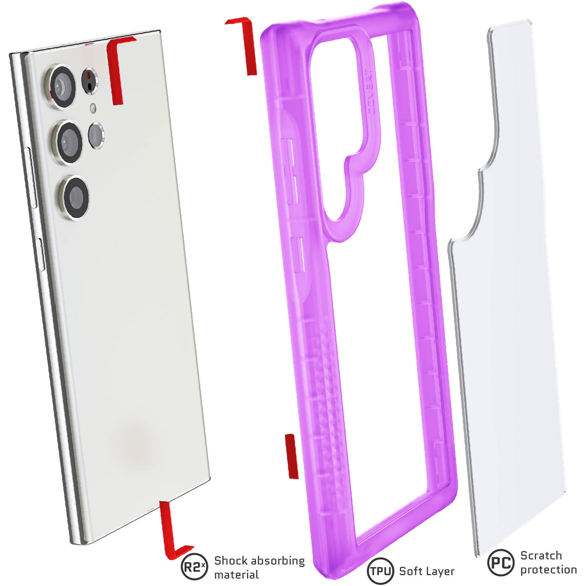 Samsung Galaxy S23 Ultra Purple Case Clear
