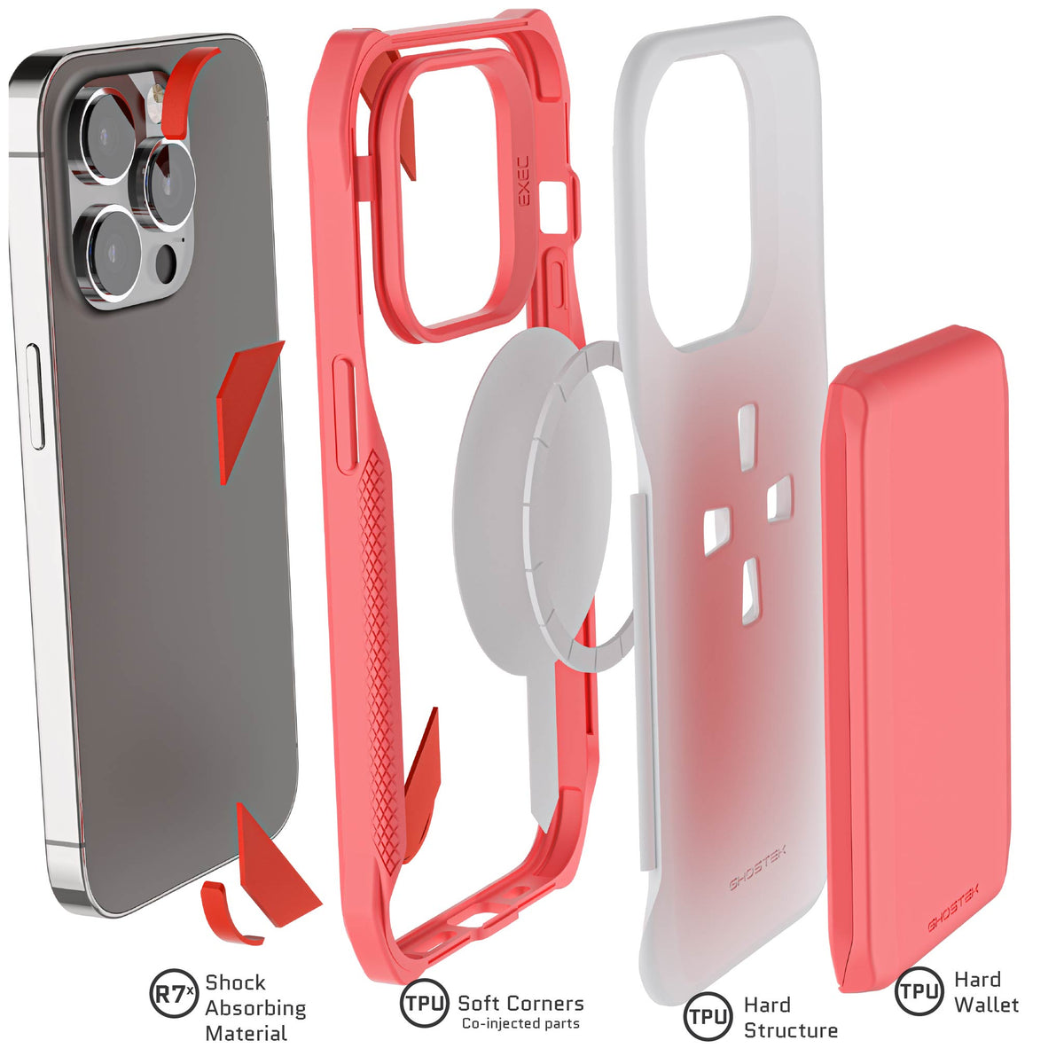Pink iPhone 14 Pro Case Wallet MagSafe
